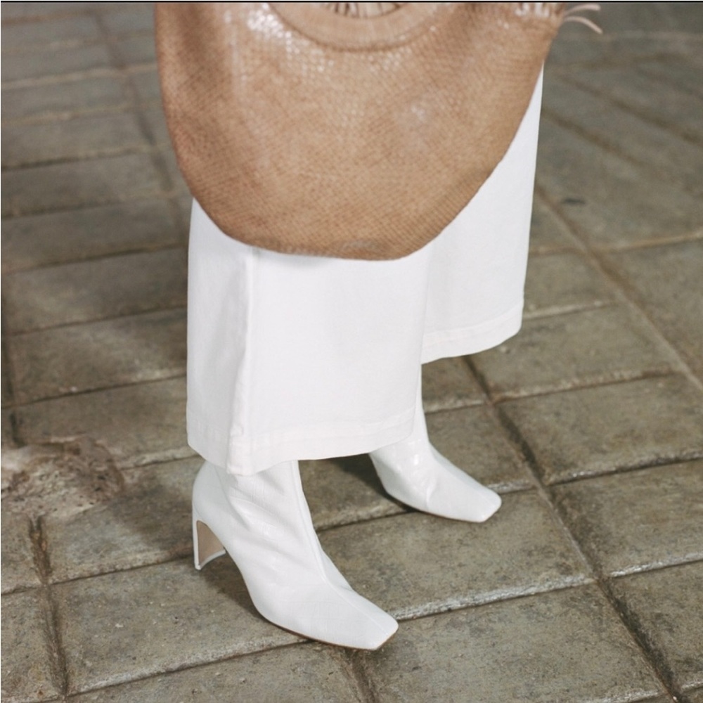 Miista Marcelle White Croc Leather Boots London